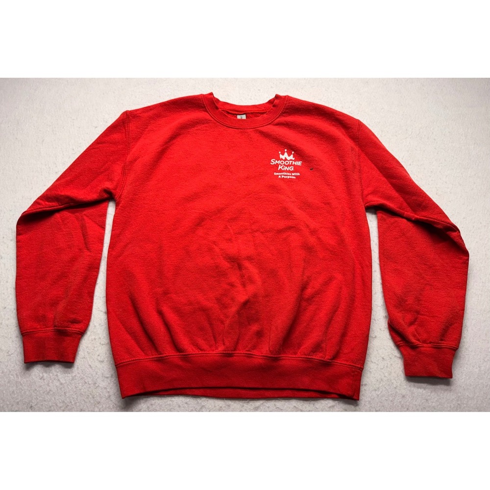 Smoothie King Mens Red Crewneck Sweatshirt Gildan Heavy Blend Medium